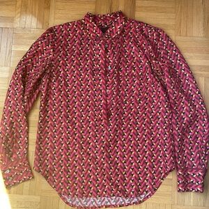 J. Crew pajama top blouse, silk, patterned